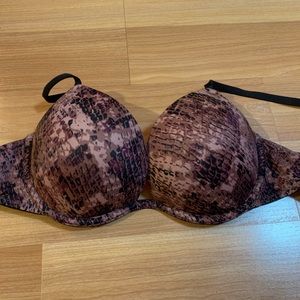 PINK Mauve and Black Push-up Bra